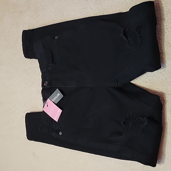 PrettyLittleThing Black Ripped 5 Pocket Skinny Jeans US 2 - Picture 5 of 16